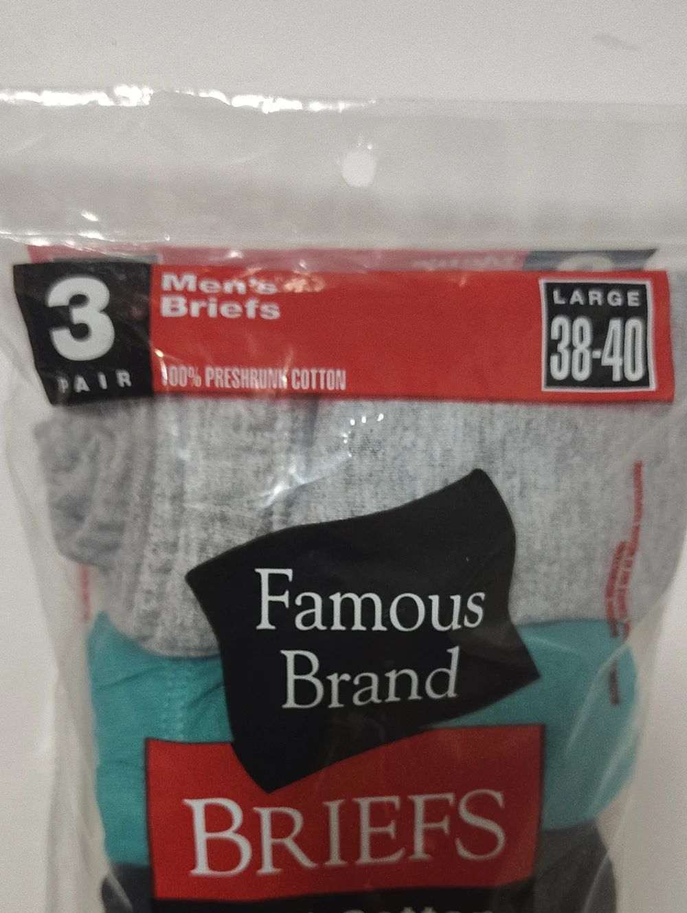 Men’s Sport Briefs Underwear - 3 Packs - Size L 38-40